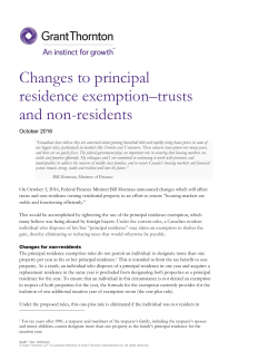 Changes to principal residence exemption&ndash;trusts