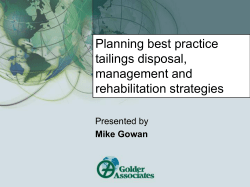 Planning best practice tailings disposal, management