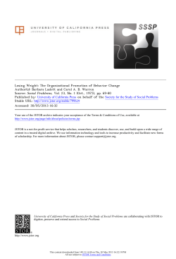 Losing Weight: The Organizational Promotion of Behavior Change