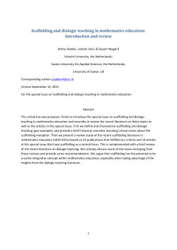 For the special issue on Scaffolding and
