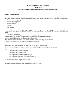 Message of Peace and Goodwill Prepared by By The Youth