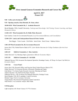 First Annual Geneseo Economics Research and Career Day April