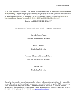 BIAS IN THE INTERVIEW Implicit Sources of Bias in Employment