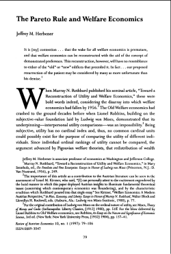 The Pareto Rule and Welfare Economics