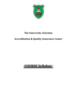 Course Syllabus - The University of Jordan