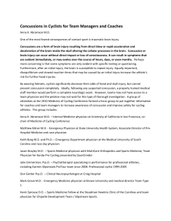 Concussions in Cyclists for Team Managers and Coaches