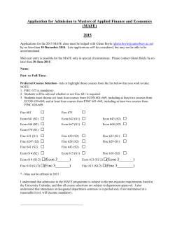 MAFE Application Form - Economics and Finance