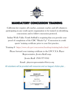 Mandatory Concussion Training - Indian Wells Valley Youth Softball