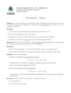 Set Theory - Notes - SLC Home Page - Cegep Champlain