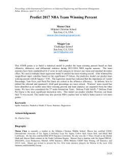 Predict 2017 NBA Team Winning Percent