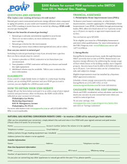 $500 Rebate for current PGW customers who SWITCH from Oil to