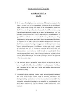 1 THE BLOODY SUNDAY INQUIRY STANDARD OF PROOF