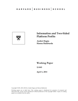 Information and Two-Sided Platform Profits Working Paper