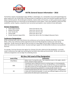 NVTBL General Season Information &ndash; 2016 8U thru 14U Level of