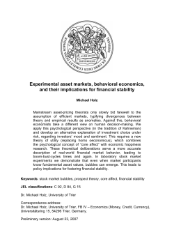 Experimental asset markets, behavioral economics, and their