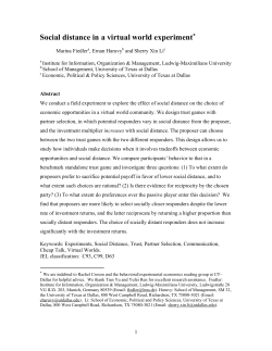 Social distance in a virtual world experiment