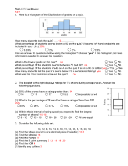 Math 137 Final Review KEY Here is a histogram of the Distribution