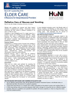Palliative Care of Nausea and Vomiting