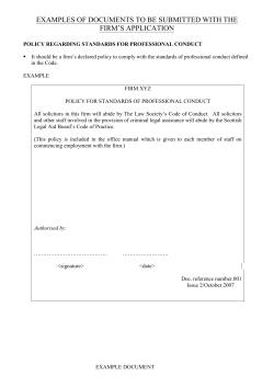 examples of documents to be submitted with the firm`s application