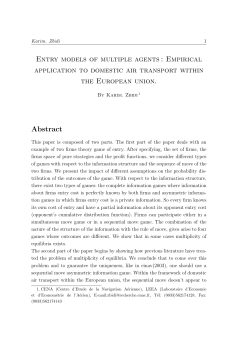 Entry models of multiple agents - Laboratoire d`&Eacute;conomie et d