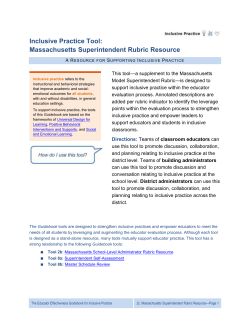 Inclusive Practice Tool: Massachusetts Superintendent Rubric