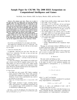 Sample Paper for CIG`08: The 2008 IEEE Symposium on