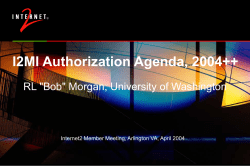 I2MI Authorization Agenda, 2004++
