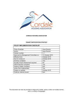 CORDALE HOUSING ASSOCIATION TENANT PARTICIPATION