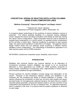 conceptual design of reactive distillation columns using stage