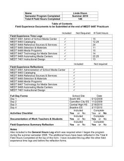 Checklist for Field Experience Documents to be Submitted