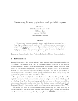 Constructing Ramsey graphs from small probability spaces 1