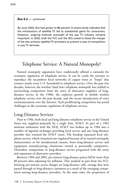 Telephone Service: A Natural Monopoly?