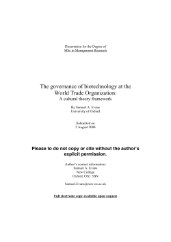The governance of biotechnology at the World Trade Organization: