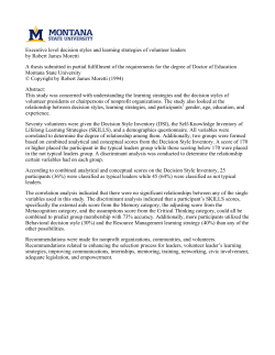 Executive level decision styles and learning strategies of volunteer