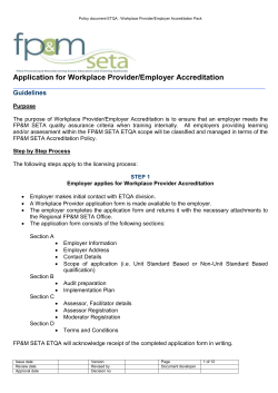 Policy document ETQA : Workplace Provider/Employer Accreditation