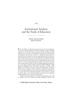 Institutional Analysis and the Study of Education