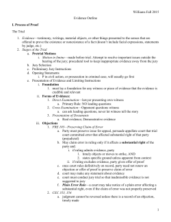 Evidence &ndash; Williams (2015) - St. Thomas More &ndash; Loyola Law School