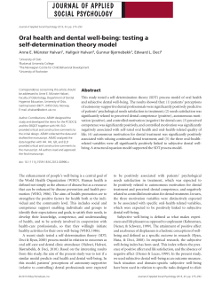 Oral health and dental wellbeing - Self