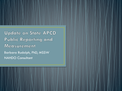 APCD Update on State Public Reporting and Measurement