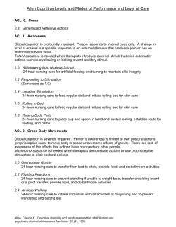 Allen Cognitive Levels and Modes of Performance and Level of Care