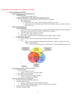 Environmental Law Outline &ndash; Glicksman &ndash; Fall 2010