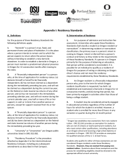 Appendix I: Residency Standards