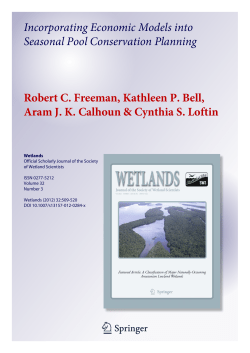 Incorporating economic models into vernal pool conservation planning