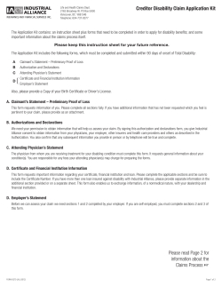 Creditor Disability Claim Application Kit Please read Page - iA-SAL