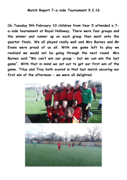 Match Report 7-a-side Tournament 9.2.16 On Tuesday 9th February