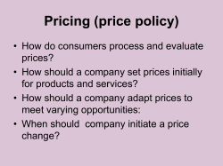 Pricing (price policy)