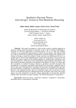 Qualitative Decision Theory: from Savage`s Axioms to Non