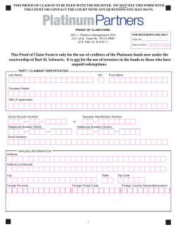 This Proof of Claim Form is only for the use of creditors of the