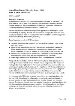 Annual Equality and Diversity Report 2016 York St John University