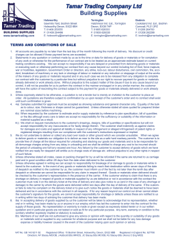 Tamar Trading Terms and Conditions of Sale